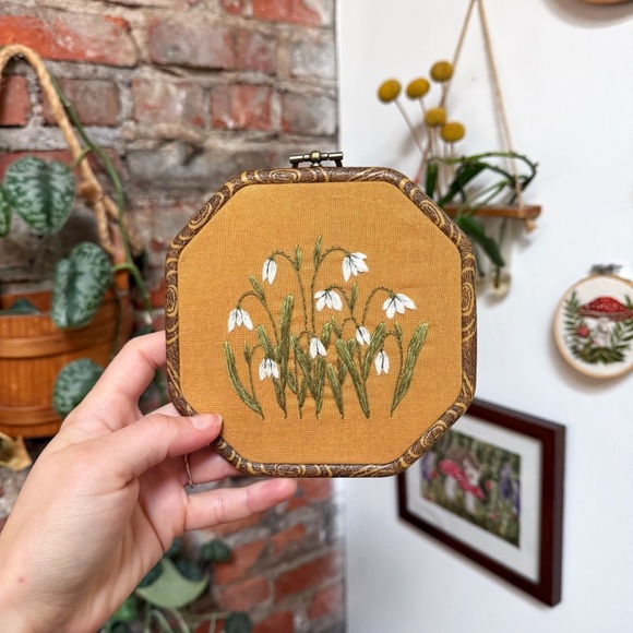 Handmade Other - Handmade Snowdrop Embroidery Wall Art